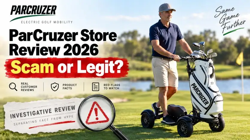 ParCruzer Store Review 2026 examining whether the golf scooter website is legit or risky