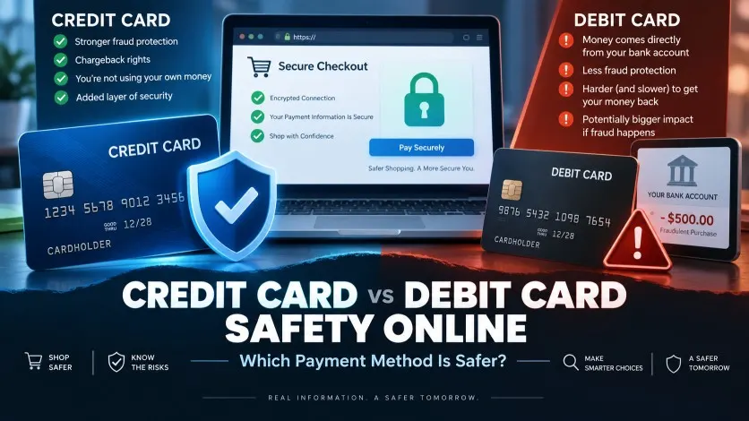 Credit card vs debit card safety online comparison for secure online shopping